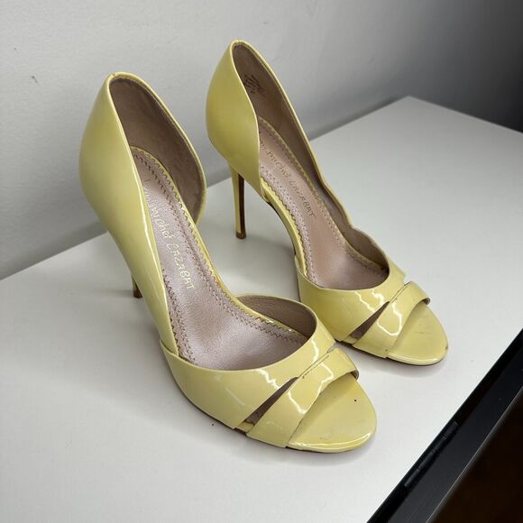 Jean-Michel Cazabat Yellow Olina Open-Toe D'Orsay Leather Stiletto Heel 38 7.5 - Picture 3 of 10